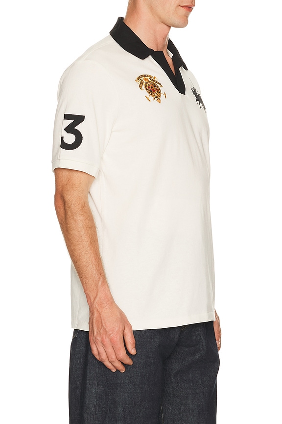 view 2 of 6 Short Sleeve Jersey Knit Crest Logo Johnny Collar Polo in Nevis Polo Black