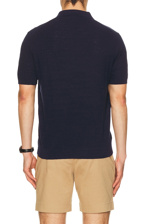 view 2 of 5 Short Sleeve Textured Johnny Collar Polo Sweater in Bright Navy & Deckwash White