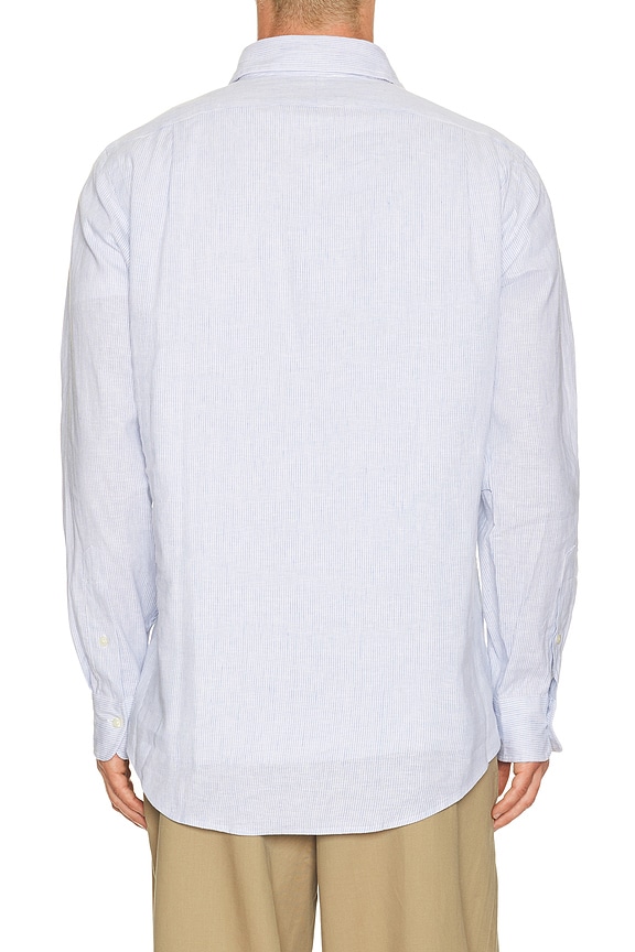 view 2 of 5 Long Sleeve Stretch Linen Sport Shirt Stripe in Cabana Blue White