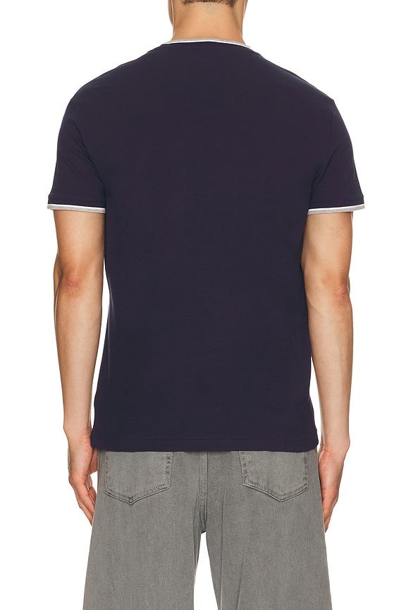 view 2 of 5 Short Sleeve Stretch Mesh Crewneck Tee W Tipping Collar in Newport Navy