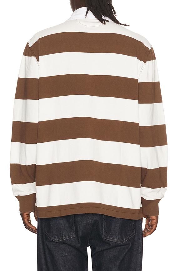view 2 of 5 Long Sleeve Iconic Rugby Stripe Polo in Pale Russet & Trophy Cream