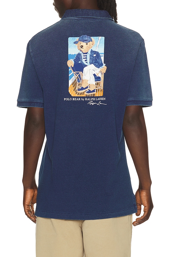 view 1 of 5 Short Sleeve Mesh Novelty Bear Polo in Medium Indigo