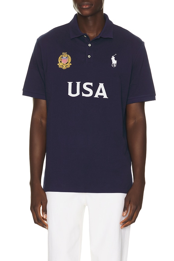 view 1 of 5 Short Sleeve USA Mesh Polo in Newport Navy