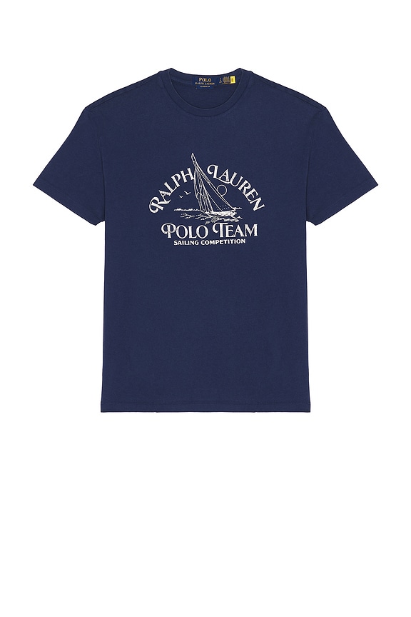 Polo Ralph Lauren Sailing Polo Team Print T-Shirt in Dark Cobalt