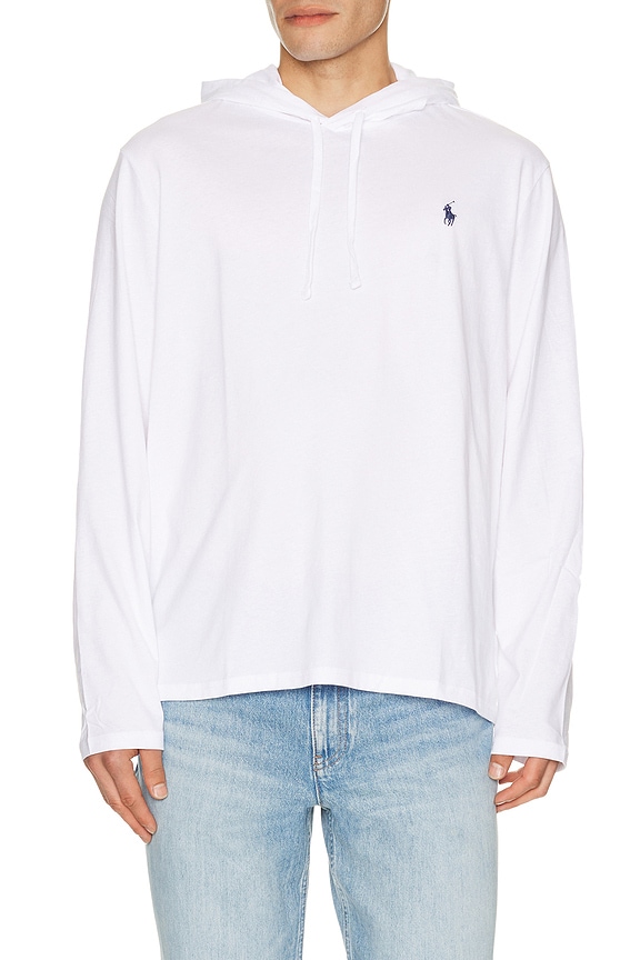 view 1 of 5 Long Sleeve Jersey Knit Hooded T-shirt in White