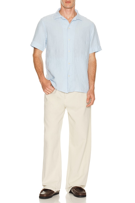 Polo Ralph Lauren Linen Andy Camp Shirt in Office Blue | REVOLVE