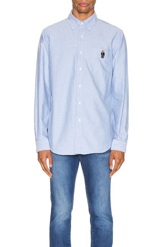 Polo Ralph Lauren Long Sleeve Oxford Shirt in Blue Bear | REVOLVE