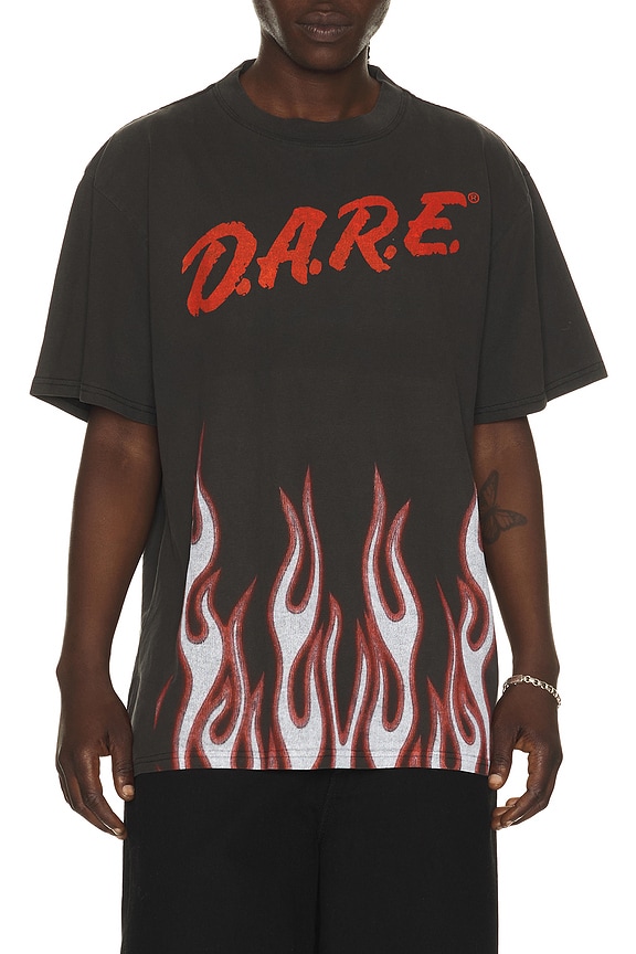 view 1 of 4 D.A.R.E. Flames Tee in Black Pigment