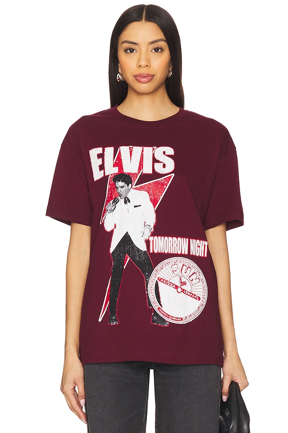 view 1 of 4 Elvis Tomorrow Night Boxy Tee in Maroon