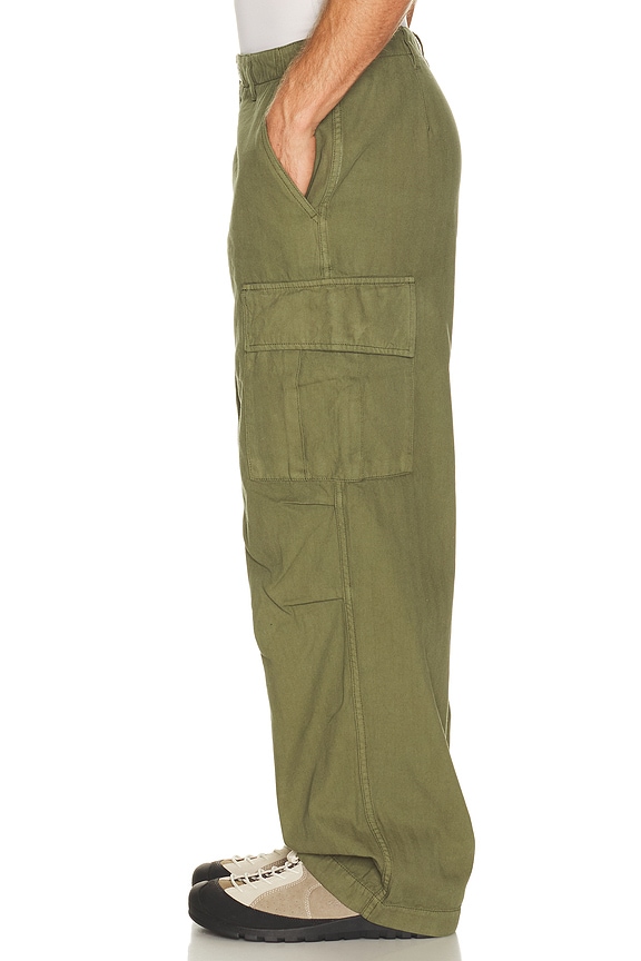 view 2 of 5 Herringbone Cargo Trousers in Olive