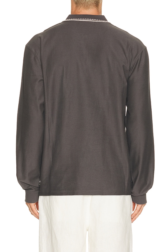 view 2 of 4 Panel Long Sleeve Zip Polo in Charcoal
