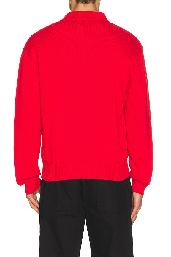 view 2 of 4 Cotton Long Sleeve Knit Polo in Red