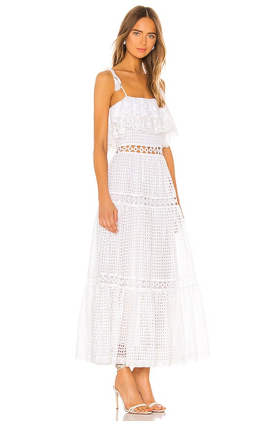 view 2 of 3 La Ghessa Maxi Dress in White Eyelet Cotton