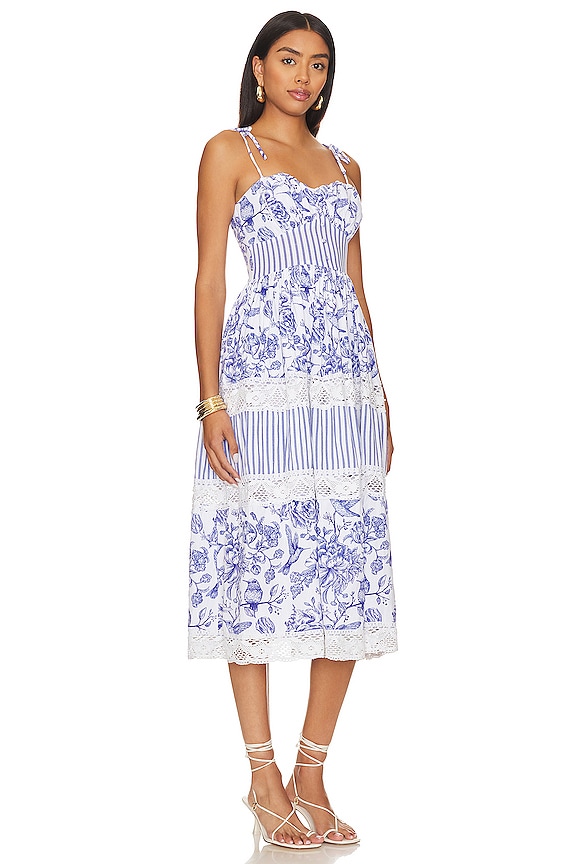 view 2 of 3 VESTIDO MIDI A CAPAS CON TIRAS Y LAZO in Bluebird & Lace