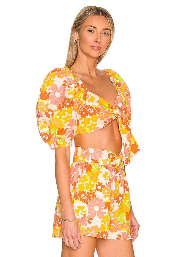 view 2 of 4 Top L'Arriere con escote corazón in Orange Daisy