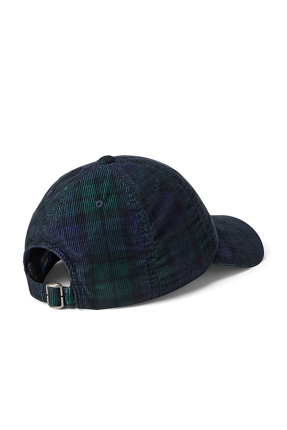 view 2 of 3 Fine Wale Corduroy Plaid Bear Graphic Sport Cap in Navy Pine Multi