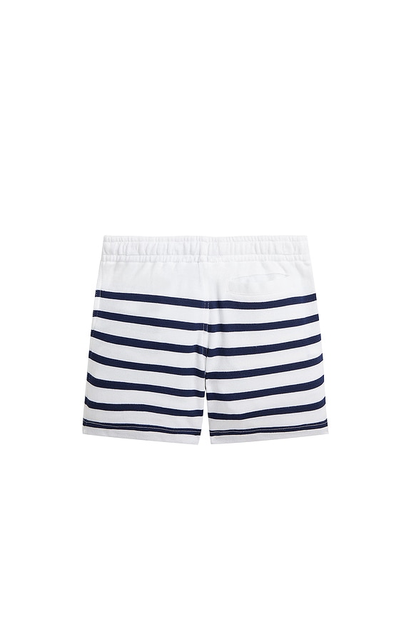 view 2 of 2 Kids Spa Terry Athletic Short in White & Spring Navy