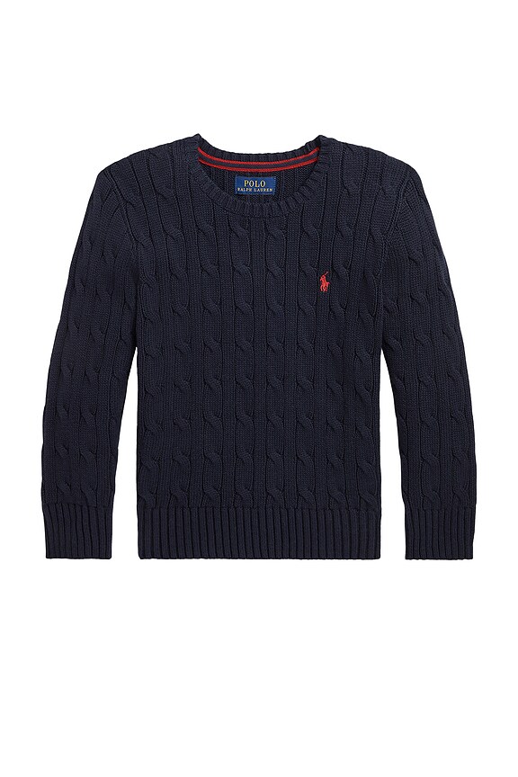 Polo Ralph Lauren Kids Cable Knit Crewneck Sweater In Ralph Lauren Navy 