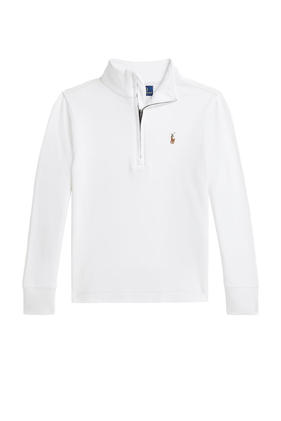 view 1 of 2 Kids Long Sleeve Half Zip Pullover in White