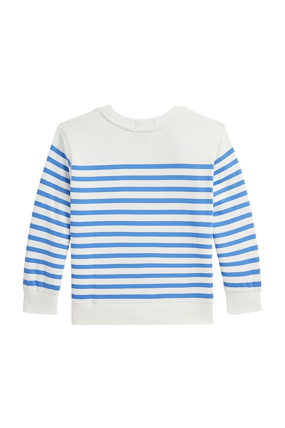 view 2 of 3 Kids Novelty Bear Graphic Striped Sweatshirt in Nevis & Scottsdale Blue Bear