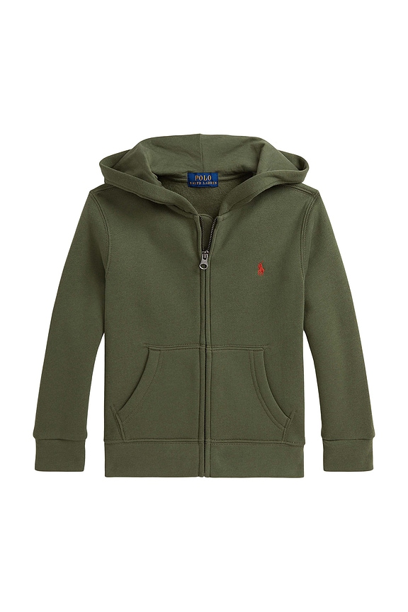 view 1 of 2 Fleece Full-Zip Hoodie in Mint Olive
