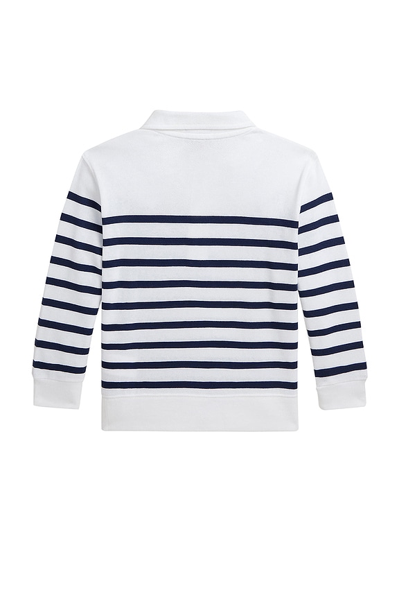 view 2 of 3 SPA TERRY ハーフジップスウェットシャツ in White & Spring Navy