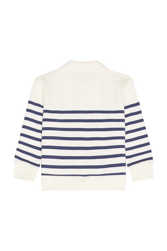 view 2 of 2 Long Sleeve French Terry Striped Half Zip Pullover in Deckwash White & Light Navy