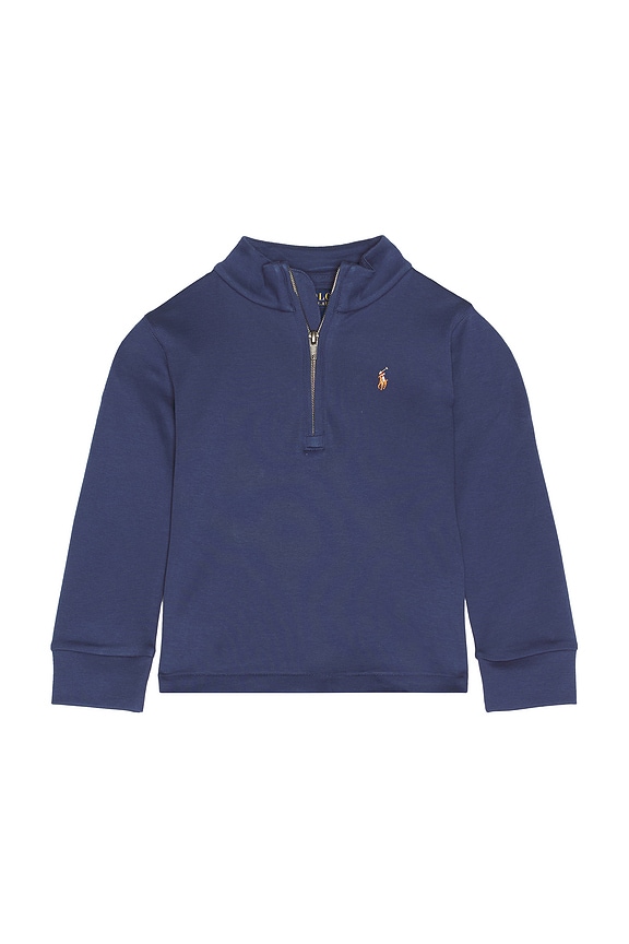 view 1 of 2 Long Sleeve Interlock Mock Neck Half Zip in Light Navy