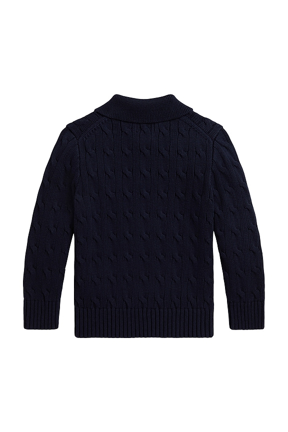 view 2 of 2 Kids Long Sleeve Cotton Cable Polo Crewneck Sweater in Rl Navy