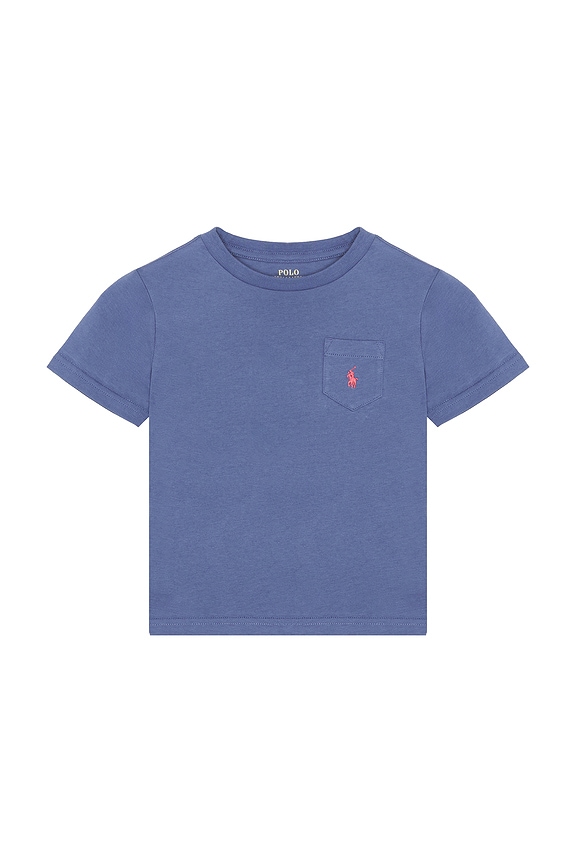 view 1 of 2 Kids Short Sleeve Cotton Jersey Pocket T-shirt in Blue Heaven