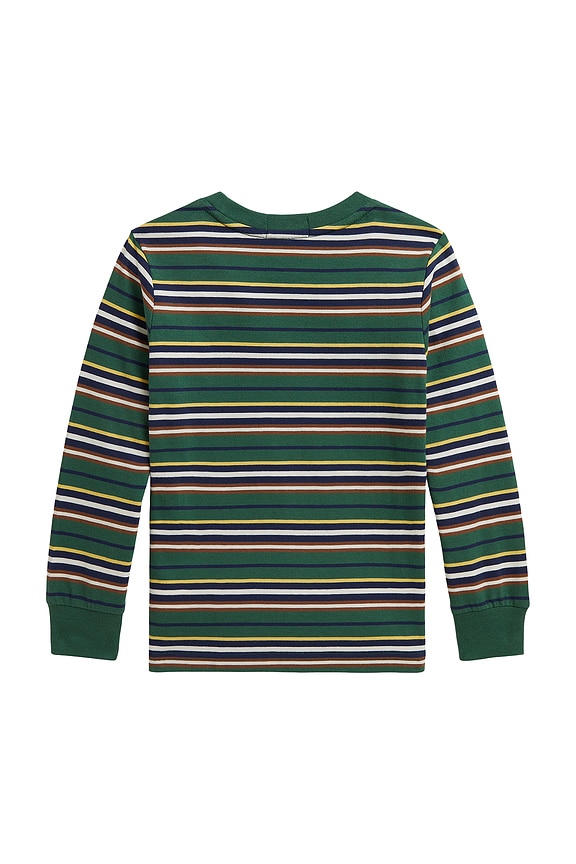 view 2 of 2 Kids-sleeve Jersey Knit Striped Crew Neck T-shirt in Verano Green Multi