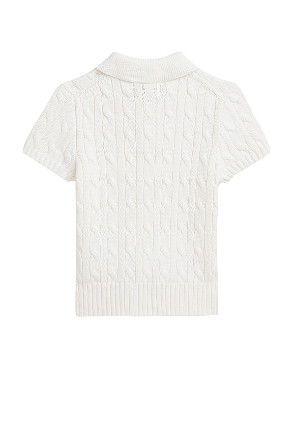 view 2 of 2 Kids Short Sleeve Cotton Cable Knit Polo in Deckwash White