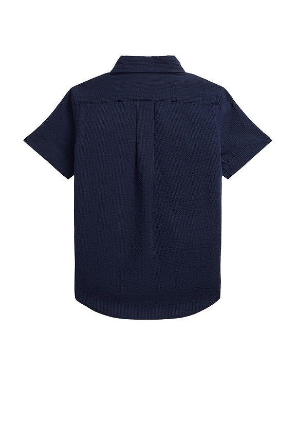 view 2 of 5 Kids Short Sleeve Seersucker Sport Shirt in Astoria Navy