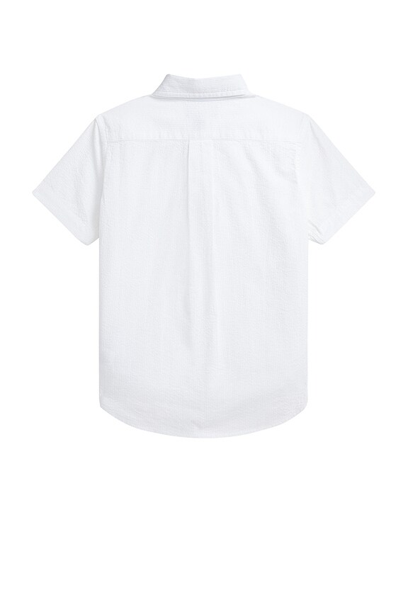 view 2 of 5 Kids Short Sleeve Seersucker Sport Shirt in White