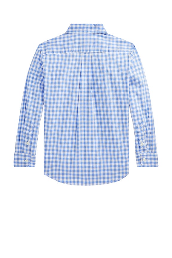 view 2 of 2 Kids Long Sleeve Cotton Poplin Sport Shirt in Blue & White