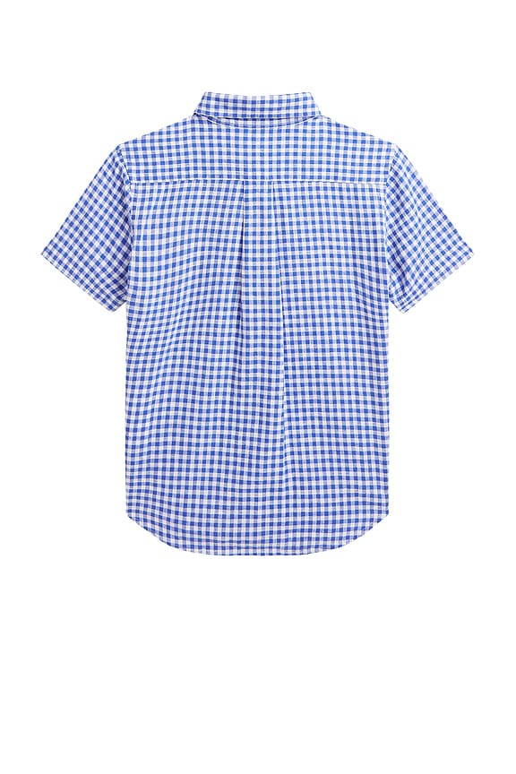 view 2 of 2 Kids Short Sleeve Linen Sport Shirt in Royal & White