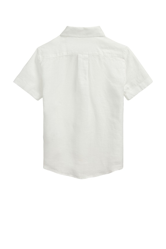 view 2 of 2 Kids Short Sleeve Linen Sport Shirt in White