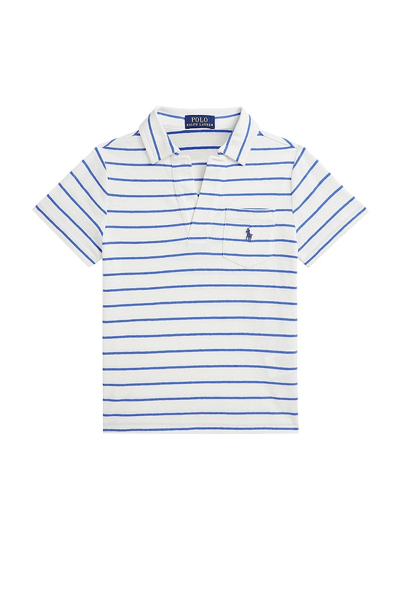 view 1 of 2 Kids Johnny Collar Polo in Deckwash White & Scottsdale Blue