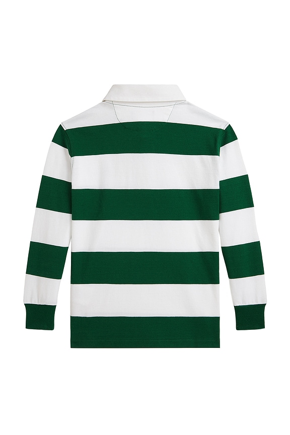 view 2 of 2 Long Sleeve Striped Rugby in White & New Forest