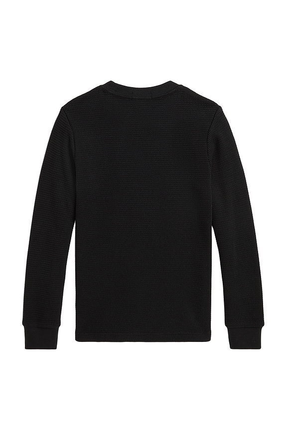 view 2 of 2 Long Sleeve Waffle Knit Crewneck T-Shirt in Polo Black