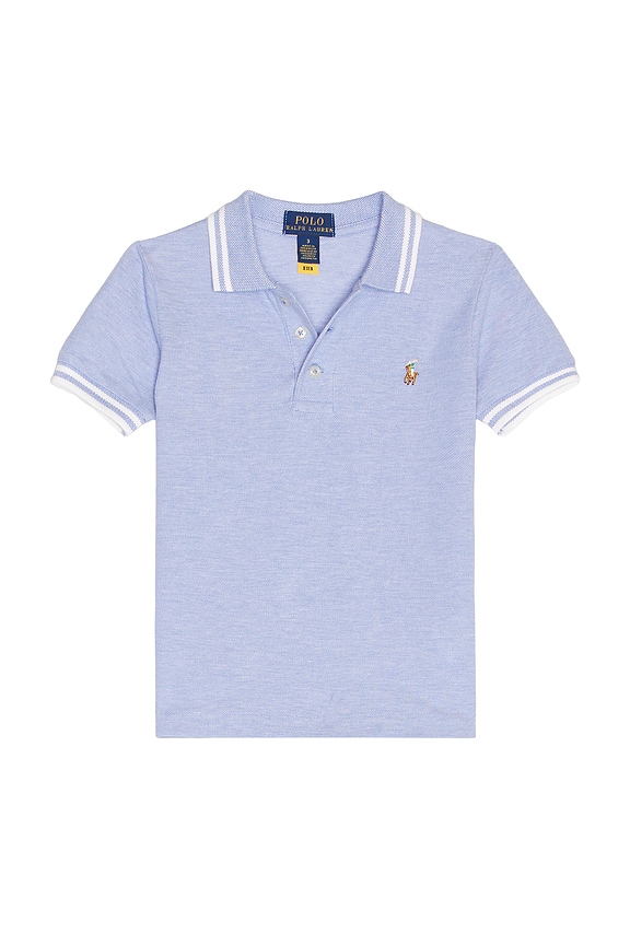 view 1 of 2 Short Sleeve Cotton Oxford Mesh Polo in Harbor Island Blue & White