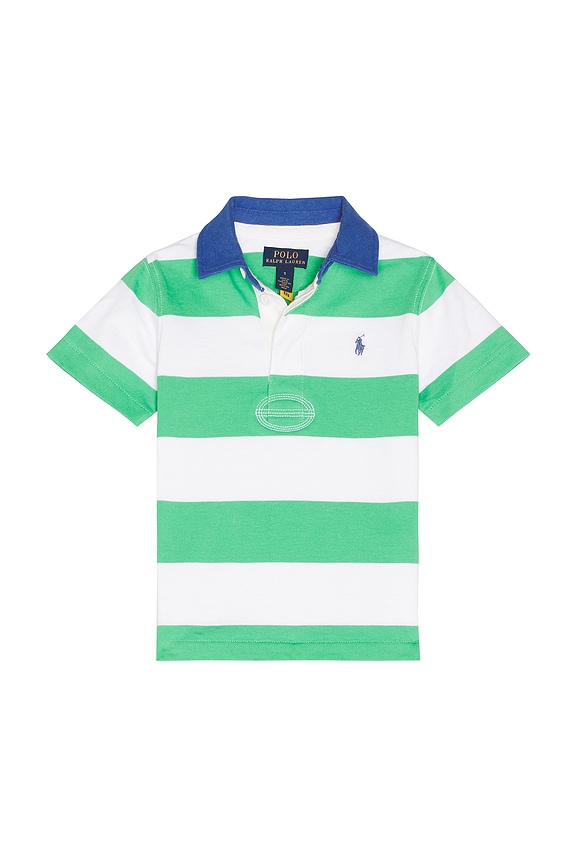 view 1 of 2 TOP POLO in Plato Green & White