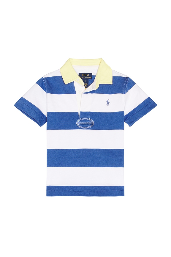 view 1 of 2 Short Sleeve Jersey Knit Rugby Striped Shirt in Liberty & White