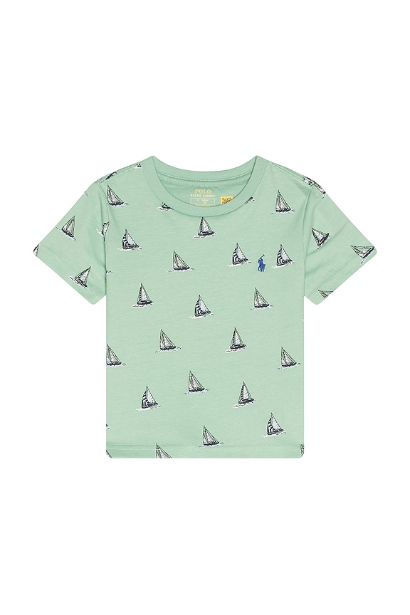 view 1 of 2 Short Sleeve Jersey Knit Sail Print Ringer T-shirt in On The Sail Celadon