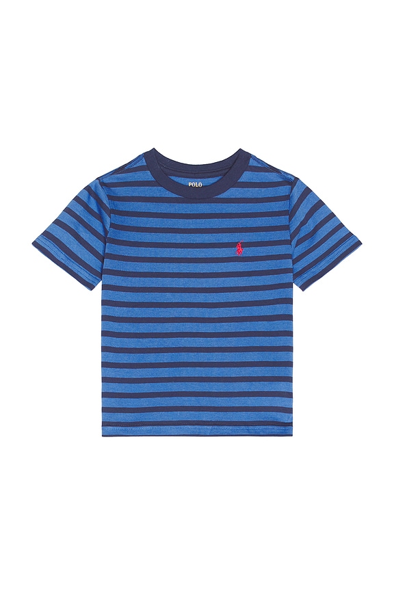 view 1 of 2 Classic Jersey Knit Striped Crewneck T-shirt in Scottsdale Blue & Light Navy
