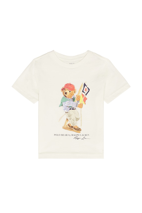 view 1 of 2 Short Sleeve Jersey Knit Novelty Sailing Bear Crewneck Graphic T-shirt in Sp26 Bear Deckwash White