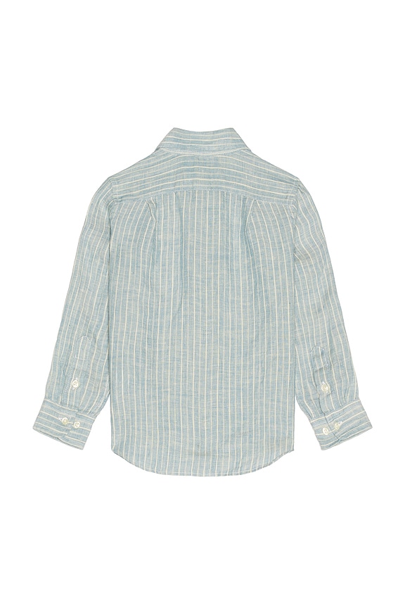 view 2 of 2 Long Sleeve Linen Sport Shirt in Blue Cream