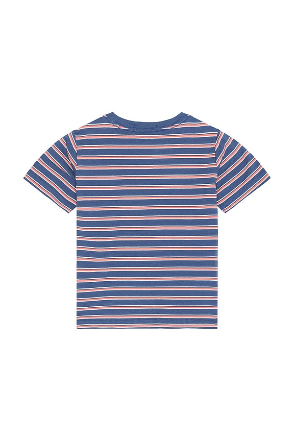 view 2 of 2 Kids Short Sleeve Jersey Knit Striped Crewneck T-shirt in Old Royal Multi