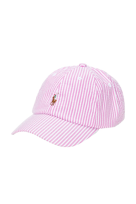 view 1 of 2 Kids Chino Baseball Cap in Pink Seersucker