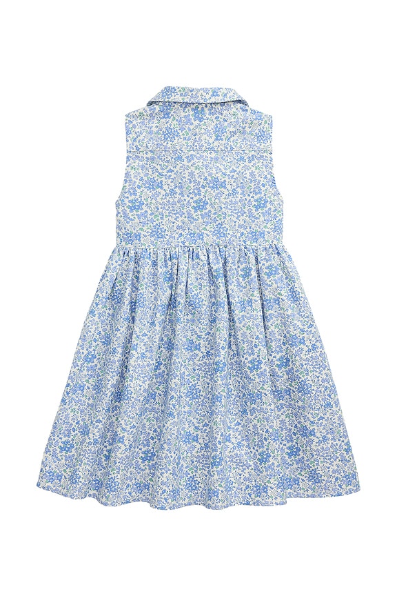 view 2 of 2 Kids Sleeveless Classic Cotton Oxford Floral Printed Shirtdress in Carolan Floral Nevis Blue